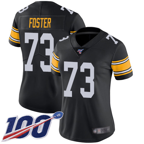 Women Pittsburgh Steelers Football #73 Limited Black Ramon Foster Alternate 100th Season Vapor Untouchable Nike NFL Jersey->women nfl jersey->Women Jersey